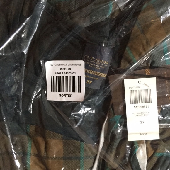 NWT Hot Topic Outlander Plaid Cincher Dresses Sizes L, XL, 2X - Picture 7 of 9